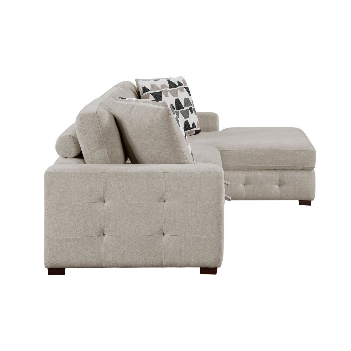 Raife Taupe 3-Piece Sectional with Right Chaise and Ottoman by Homelegance at Eve Furniture