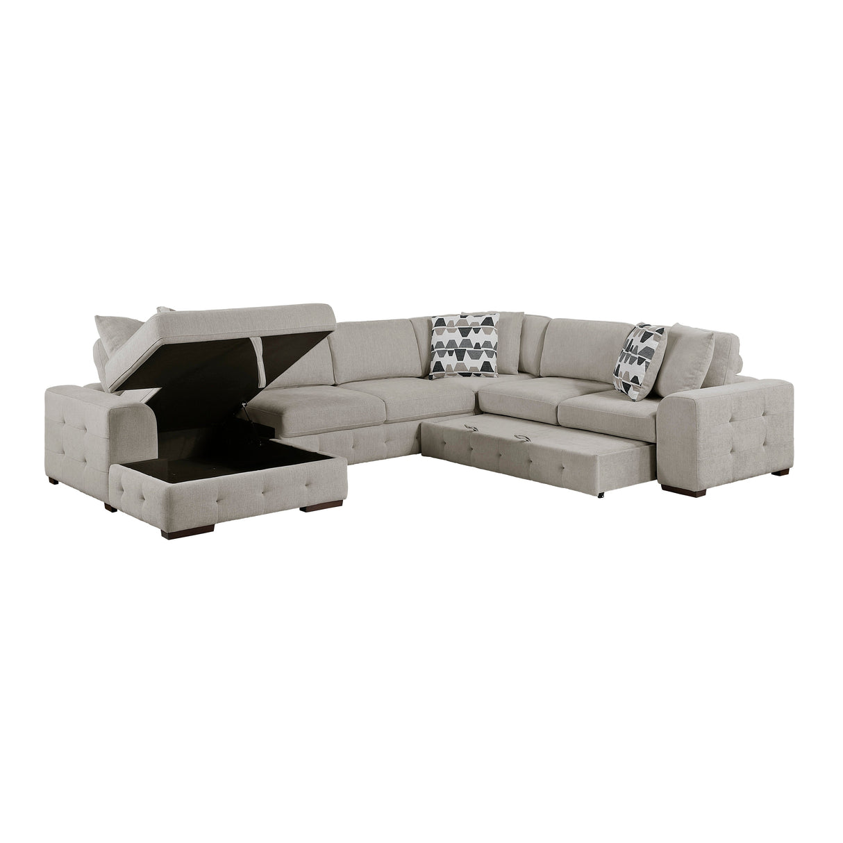 Raife Taupe 4-Piece Sectional with Left Chaise by Homelegance at Eve Furniture