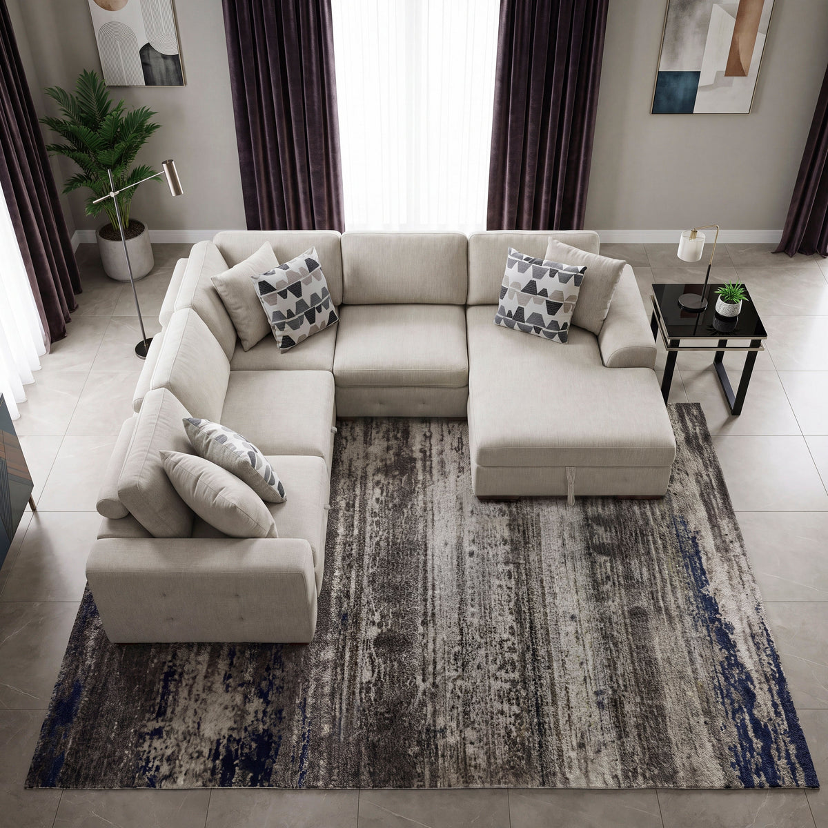 Raife Taupe 4-Piece Sectional with Right Chaise and Pull-out Bed by Homelegance at Eve Furniture