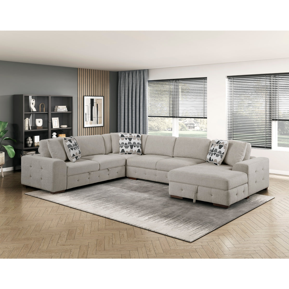 Raife Taupe 4-Piece Sectional with Right Chaise by Homelegance at Eve Furniture