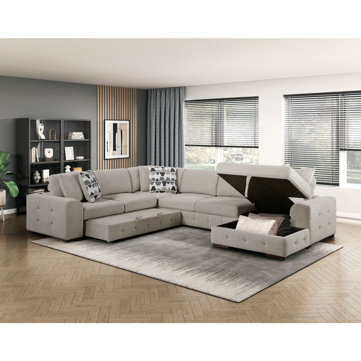 Raife Taupe 4-Piece Sectional with Right Chaise by Homelegance at Eve Furniture