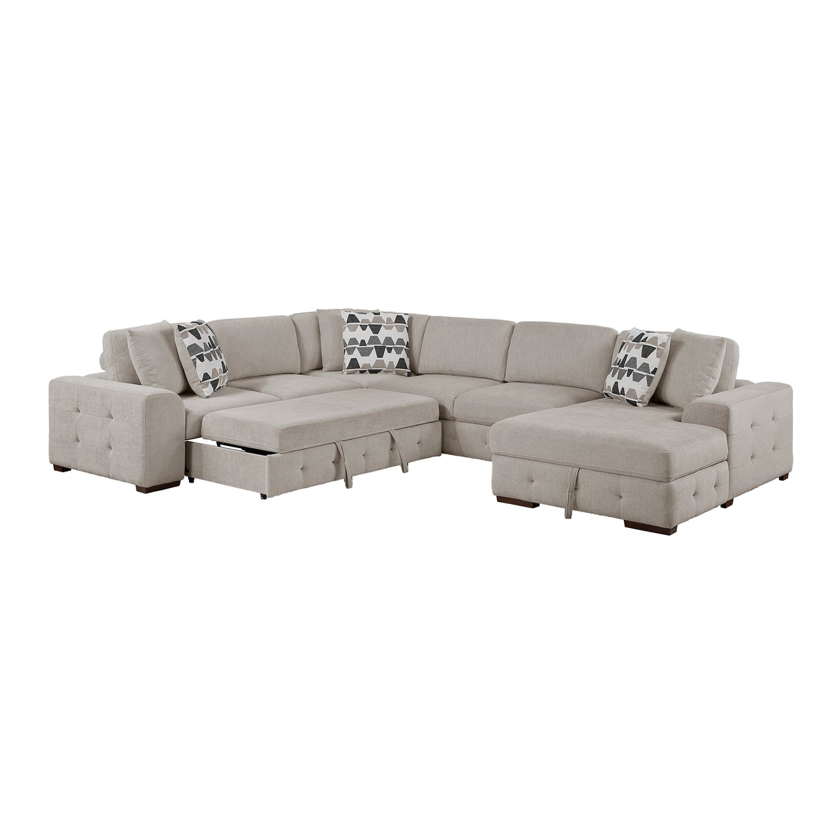 Raife Taupe 5-Piece Sectional with Right Chaise and Ottoman by Homelegance at Eve Furniture