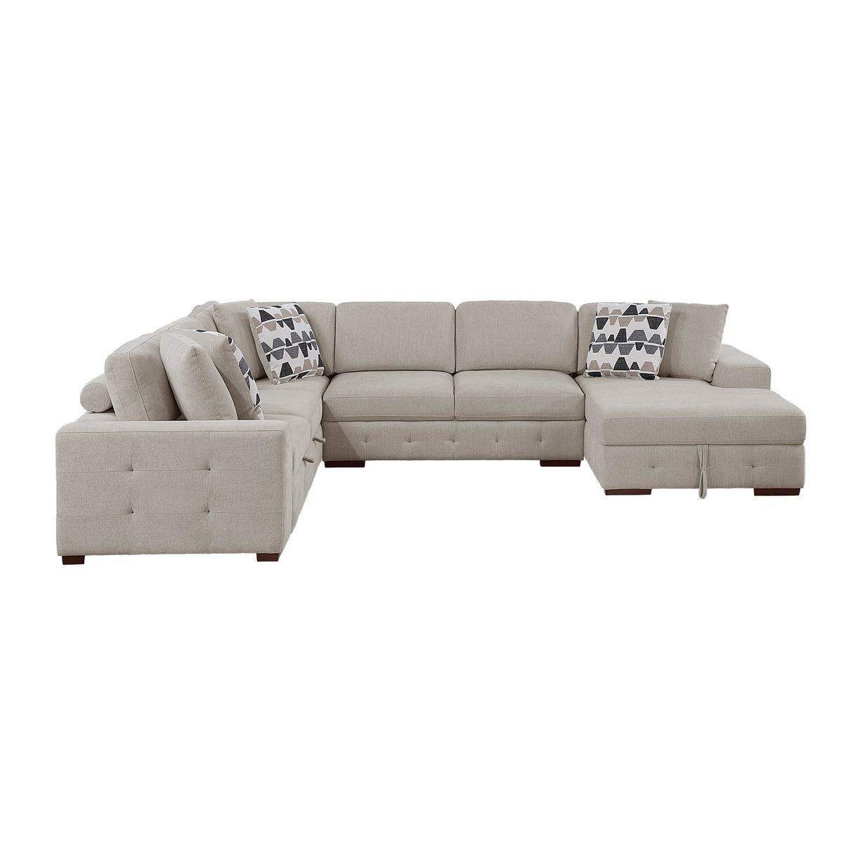 Raife Taupe 5-Piece Sectional with Right Chaise and Ottoman by Homelegance at Eve Furniture