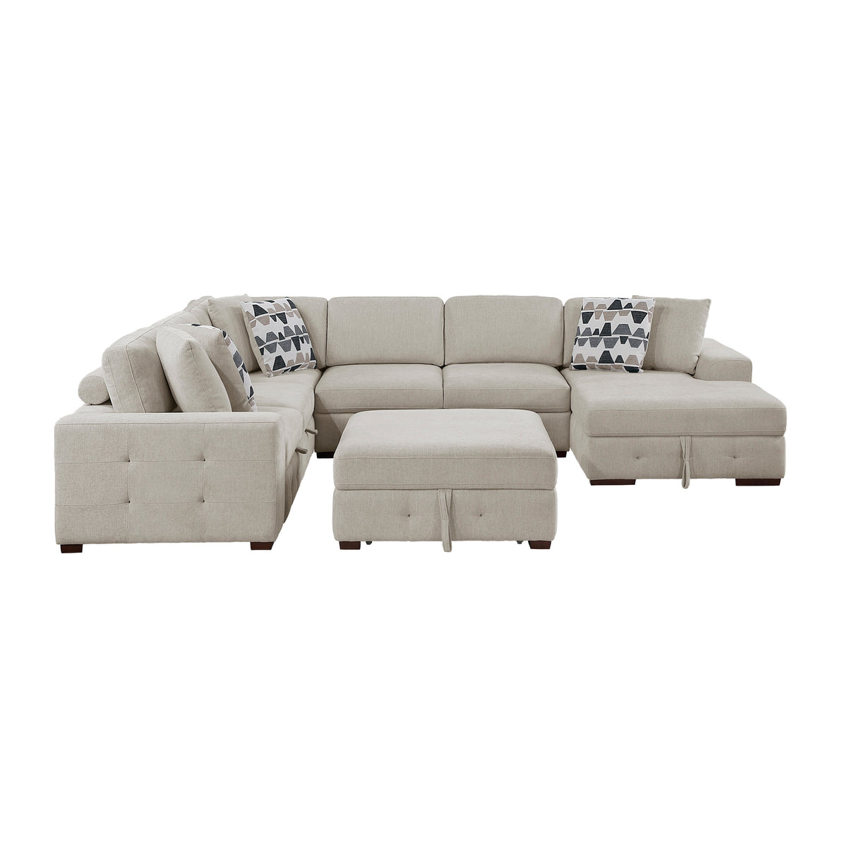 Raife Taupe 5-Piece Sectional with Right Chaise and Pull-out Bed by Homelegance at Eve Furniture