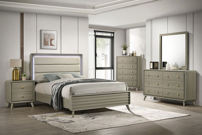 Rainier Contemporary Gray 5-Piece Queen Bedroom Set by Furniture of America at Eve Furniture