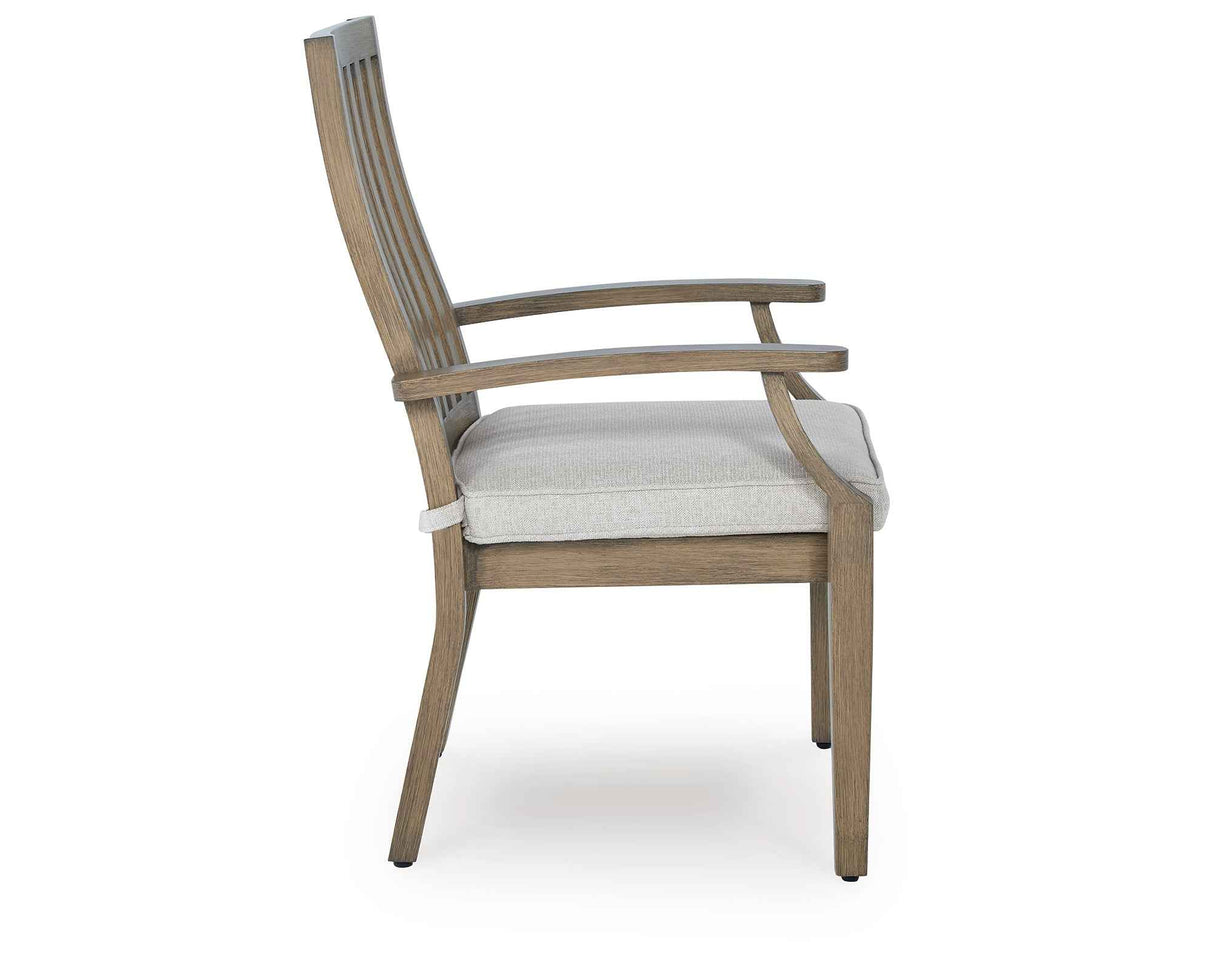 Rainier Ranch Brown/Beige Outdoor Arm Chair with Cushion (Set of 2) by Ashley at Eve Furniture