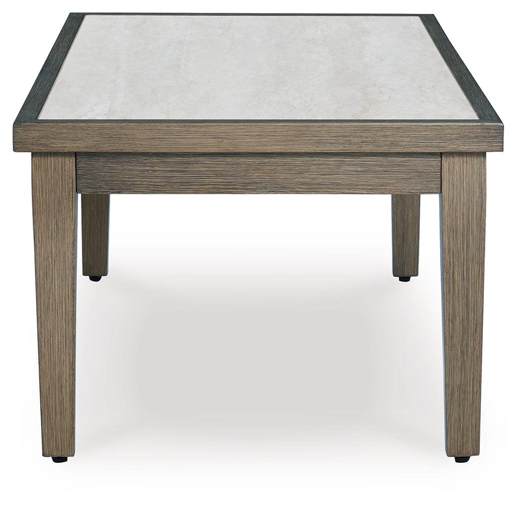 Rainier Ranch Brown/Beige Outdoor Coffee Table by Ashley at Eve Furniture
