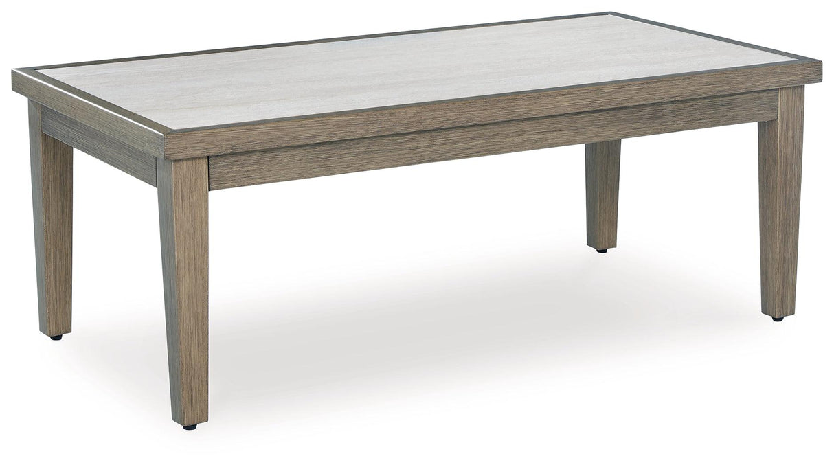 Rainier Ranch Brown/Beige Outdoor Coffee Table by Ashley at Eve Furniture