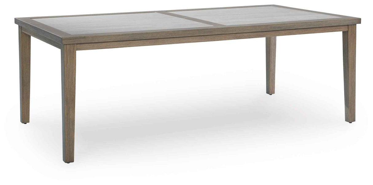 Rainier Ranch Brown/Beige Outdoor Dining Table and 4 Chairs by Ashley at Eve Furniture