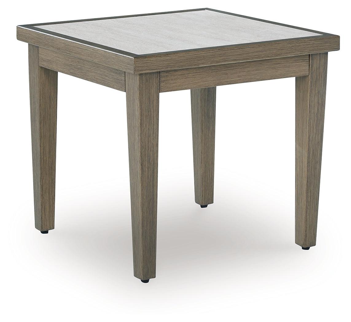 Rainier Ranch Brown/Beige Outdoor End Table by Ashley at Eve Furniture