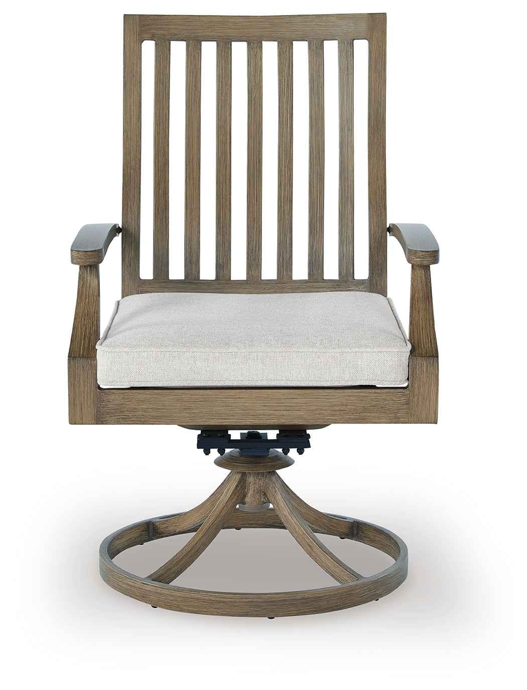 Rainier Ranch Brown/Beige Outdoor Swivel Chair with Cushion (Set of 2) by Ashley at Eve Furniture