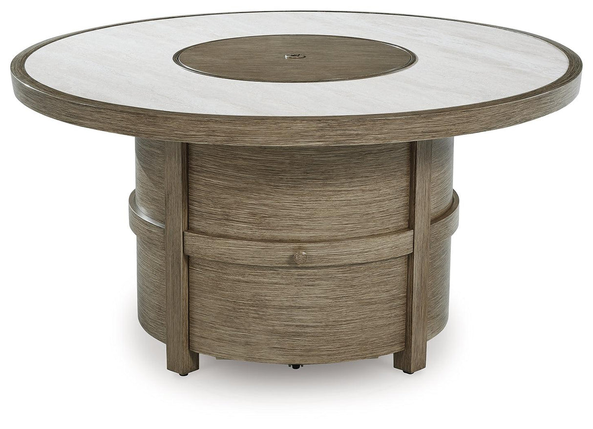 Rainier Ranch Beige Fire Pit Table by Ashley at Eve Furniture