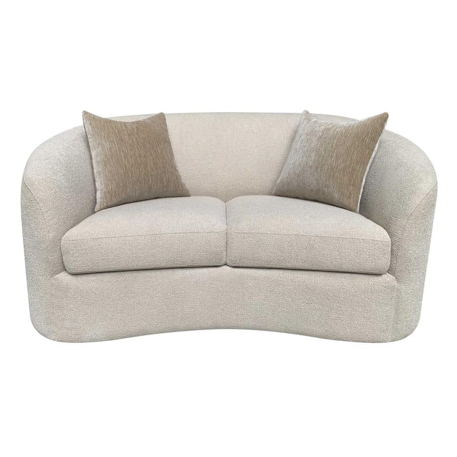 Rainn Camel Transitional Boucle Sloped Arm Loveseat