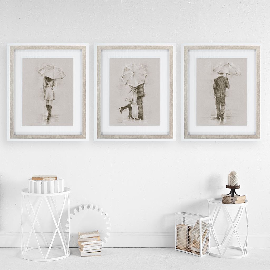 Rainy Day Rendezvous by Mercana Studio Hand Embelished Textured Framed Art Print Matted under Glass by Mercana at Eve Furniture