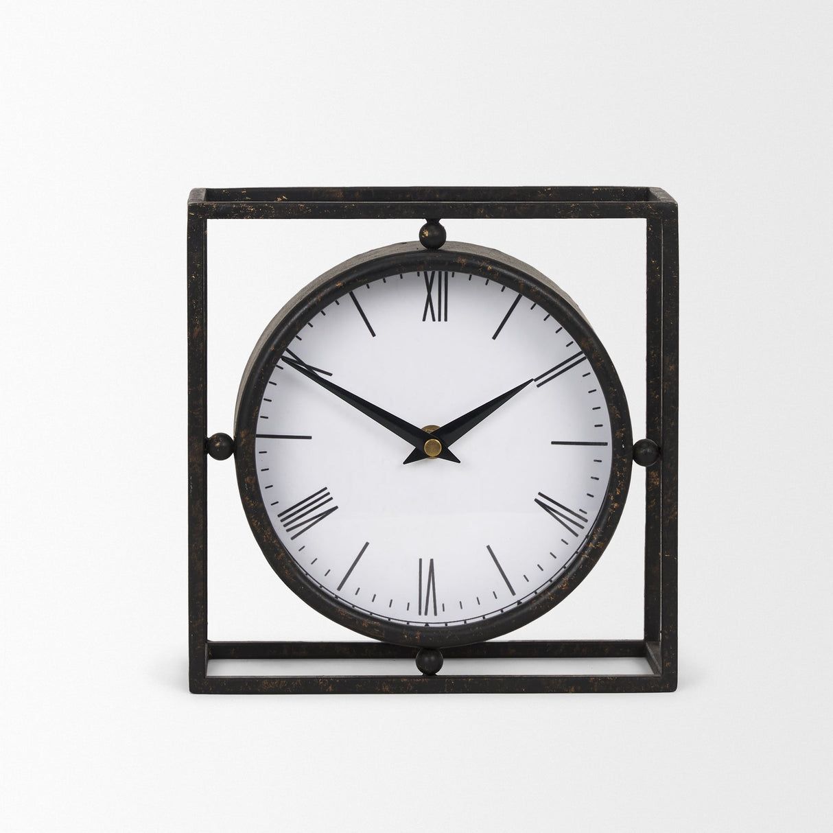 Raisa Black w/ Gold Antiquing Metal Table Clock by Mercana at Eve Furniture