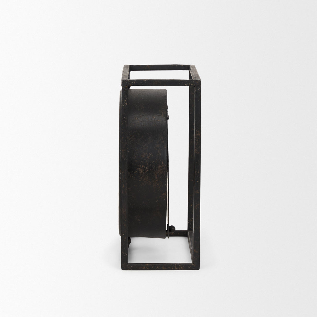 Raisa Black w/ Gold Antiquing Metal Table Clock by Mercana at Eve Furniture