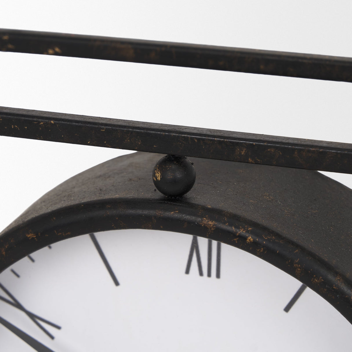 Raisa Black w/ Gold Antiquing Metal Table Clock by Mercana at Eve Furniture