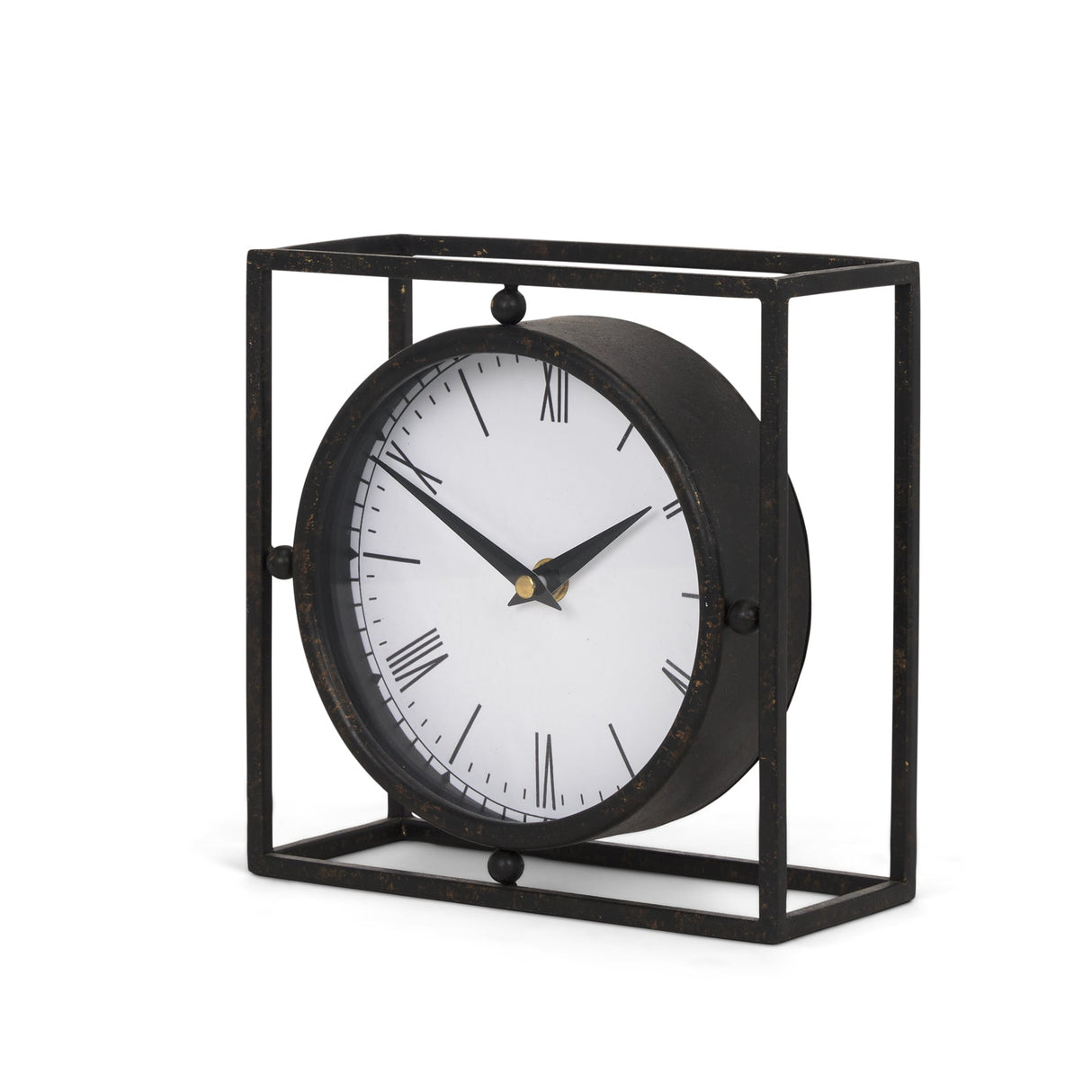 Raisa Black w/ Gold Antiquing Metal Table Clock by Mercana at Eve Furniture