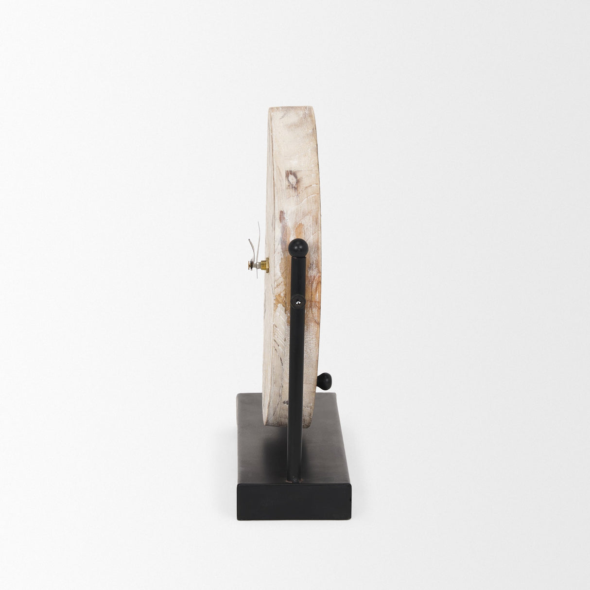 Raja Matte Black Metal w/ Wood Table Clock by Mercana at Eve Furniture