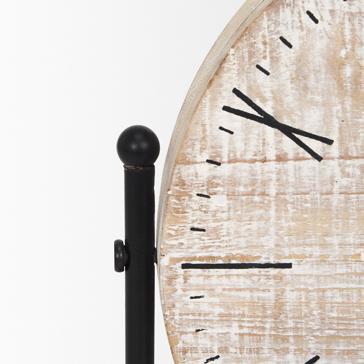 Raja Matte Black Metal w/ Wood Table Clock by Mercana at Eve Furniture