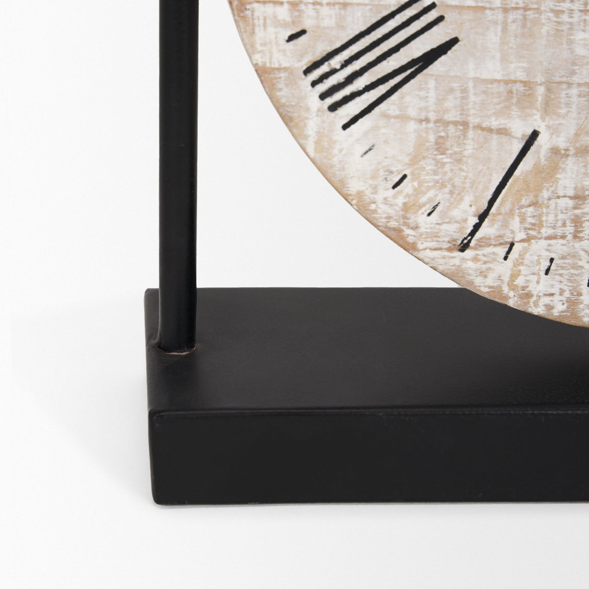 Raja Matte Black Metal w/ Wood Table Clock by Mercana at Eve Furniture