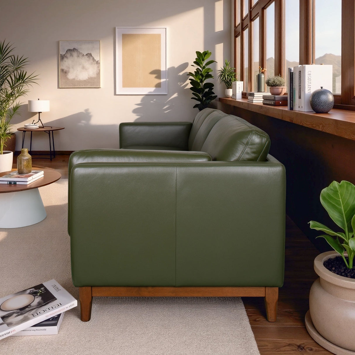 Raleigh Sustainable FSC Wood 3-Seater Top Grain Leather Sofa by Ashcroft Furniture at Eve Furniture