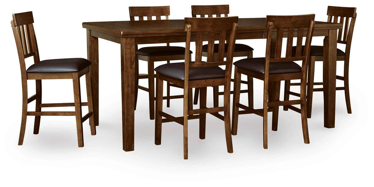 Ralene Medium Brown Counter Hight Dining Table and 6 Barstools by Ashley at Eve Furniture