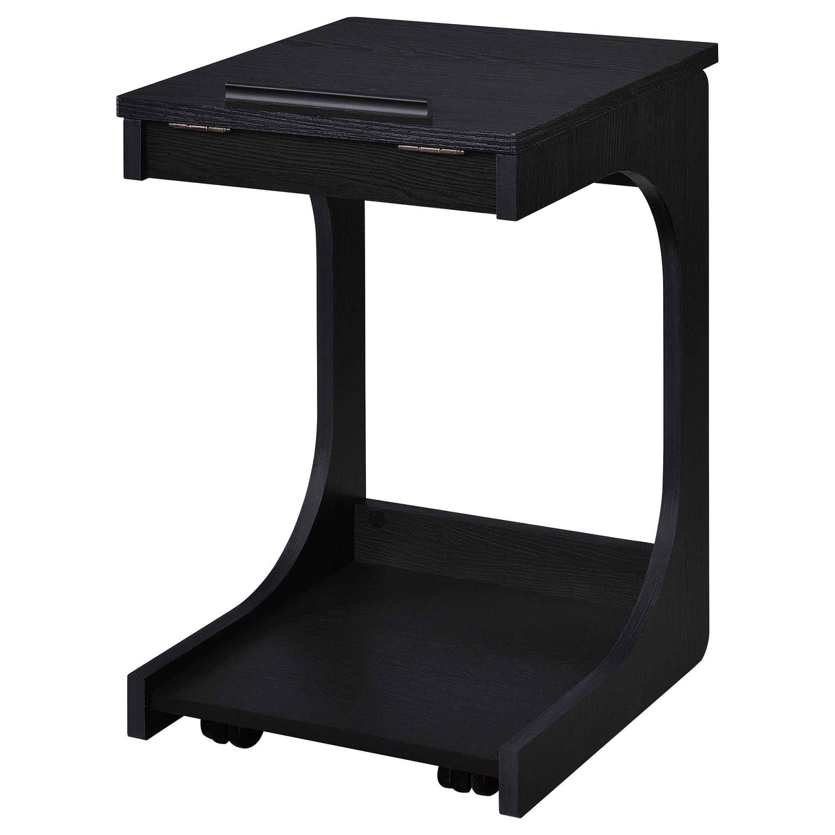 Ralston Black C-Shaped Lift-Top Sofa Side Table With Casters by Coaster at Eve Furniture