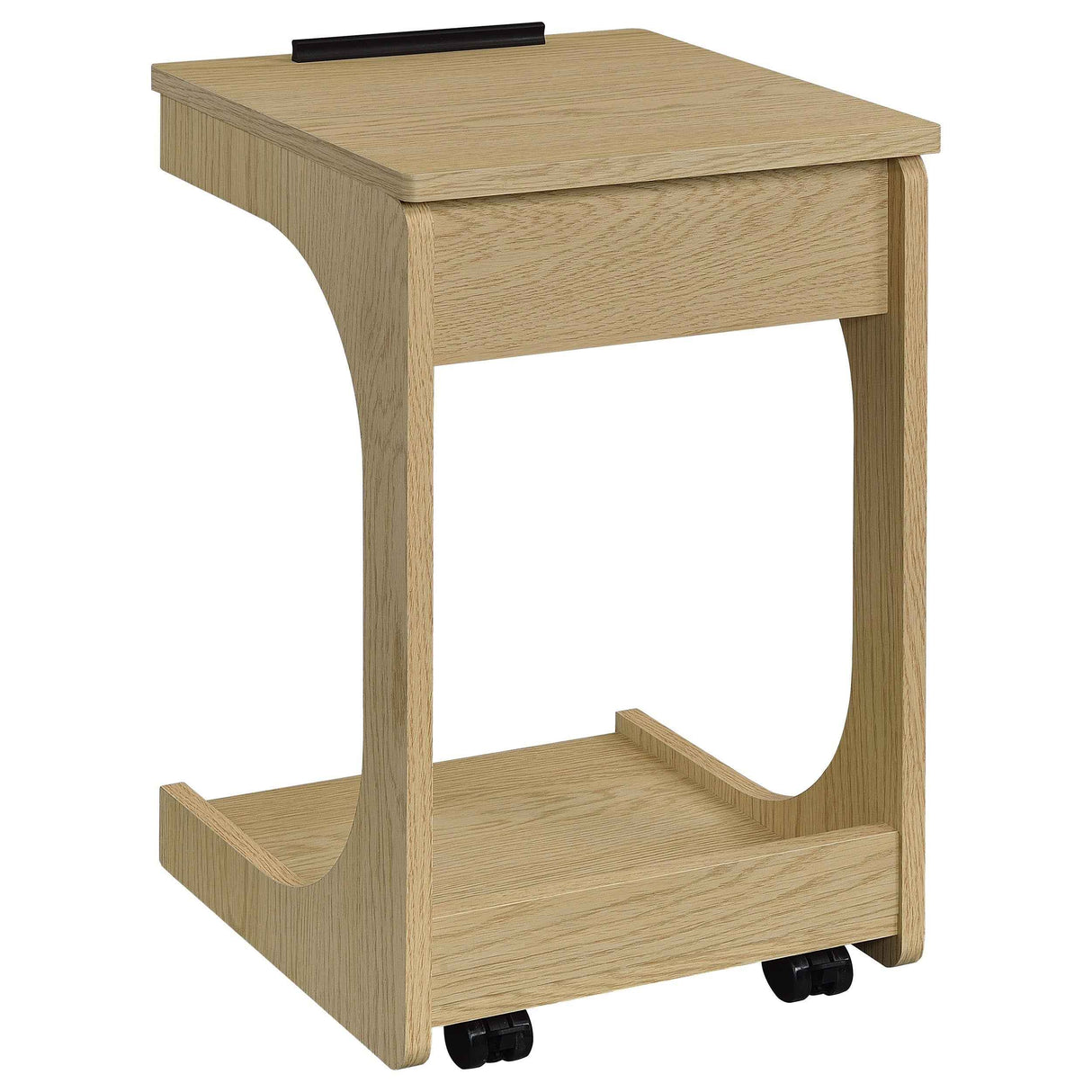 Ralston Light Oak C-Shaped Lift-Top Sofa Side Table With Casters by Coaster at Eve Furniture