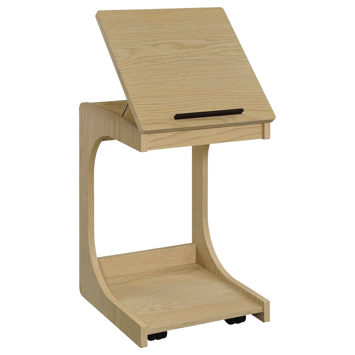 Ralston Light Oak C-Shaped Lift-Top Sofa Side Table With Casters by Coaster at Eve Furniture