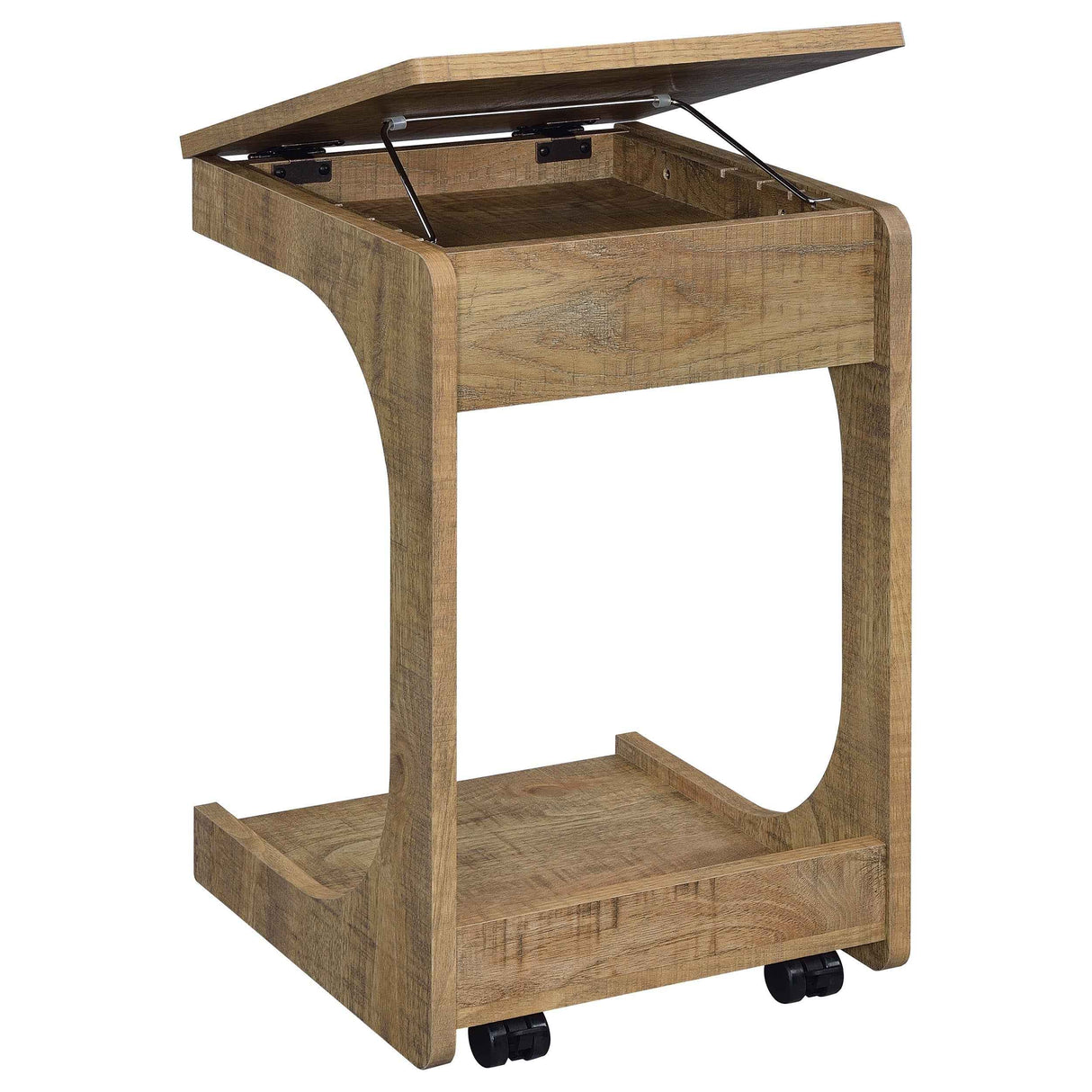 Ralston Mango C-Shaped Lift-Top Sofa Side Table With Casters by Coaster at Eve Furniture