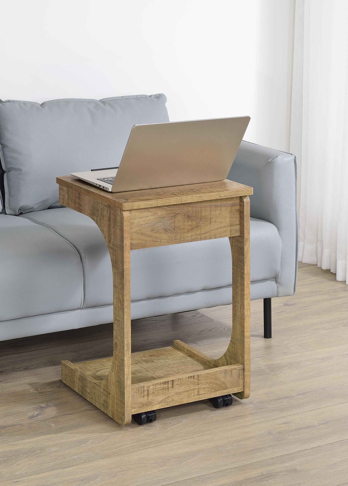 Ralston Mango C-Shaped Lift-Top Sofa Side Table With Casters by Coaster at Eve Furniture