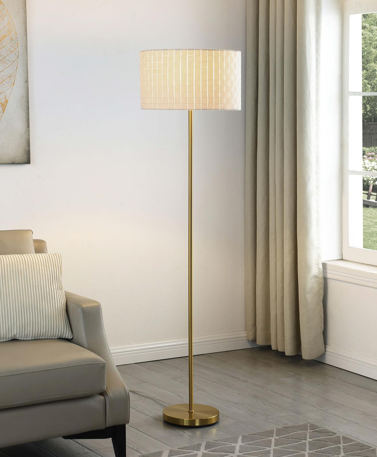 Ramiro Gold Drum Shade Floor Lamp by Coaster at Eve Furniture