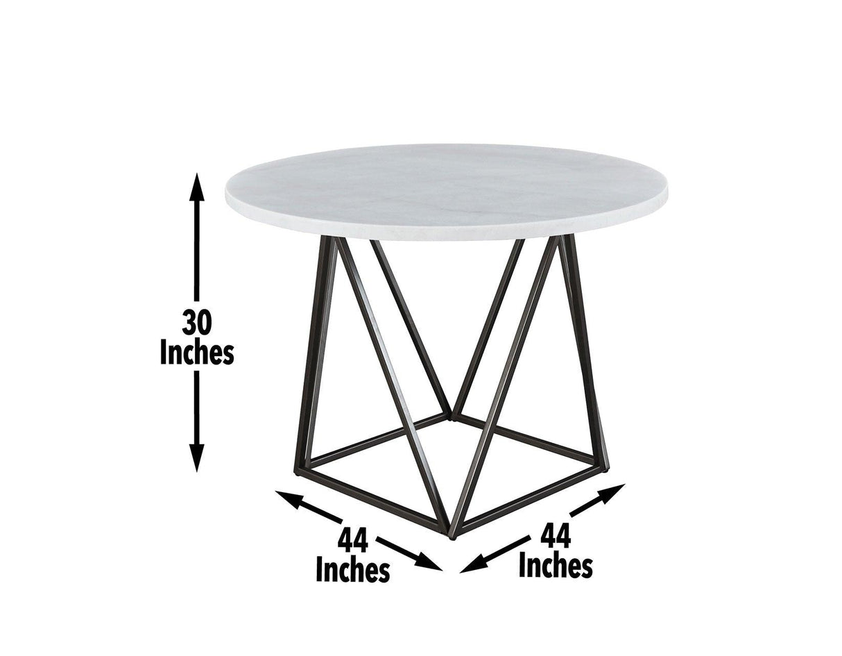 Ramona White Marble Top 44 inch Round Dining Table by Steve Silver at Eve Furniture