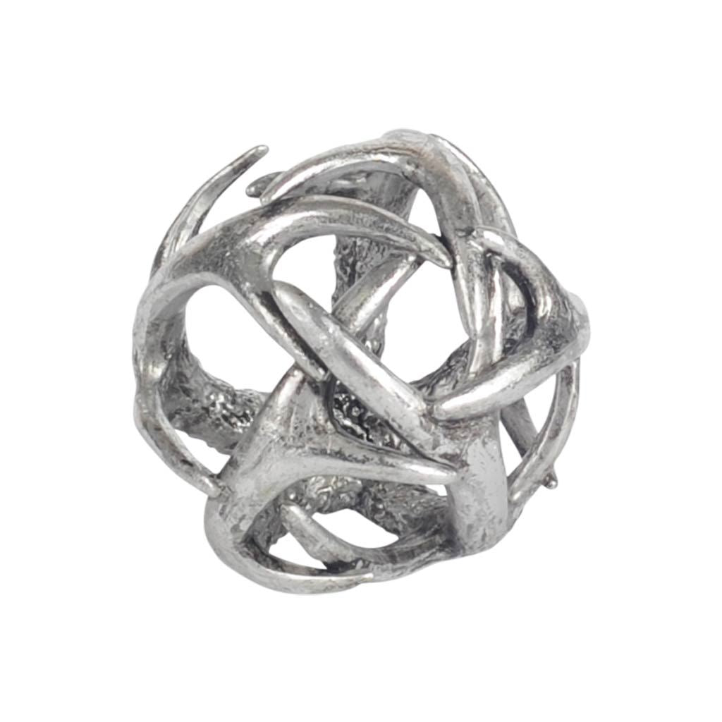 Ramus III (Small) 5L x 5W Silver Antler Shaped Decorative Orb Ball by Mercana at Eve Furniture