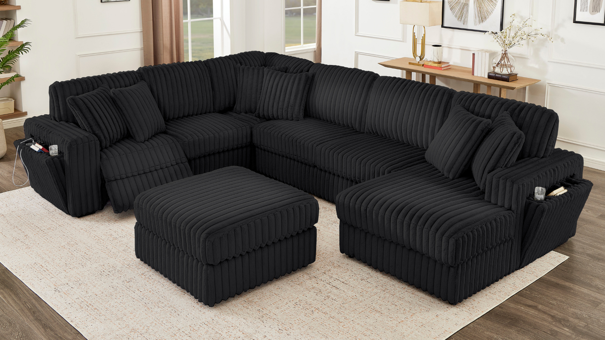 Rana Black Power Reclining RAF Sectional by New Era Innovations at Eve Furniture