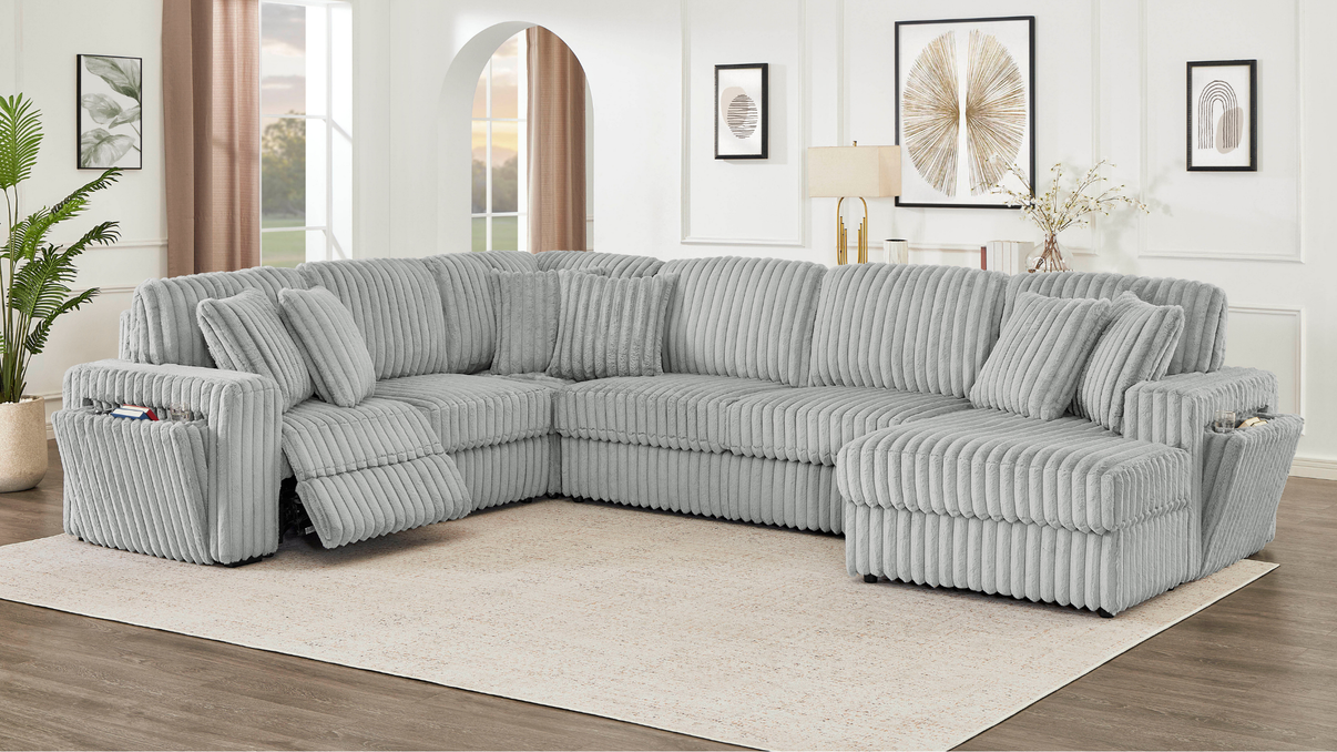 Rana Grey Power Reclining RAF Sectional by New Era Innovations at Eve Furniture