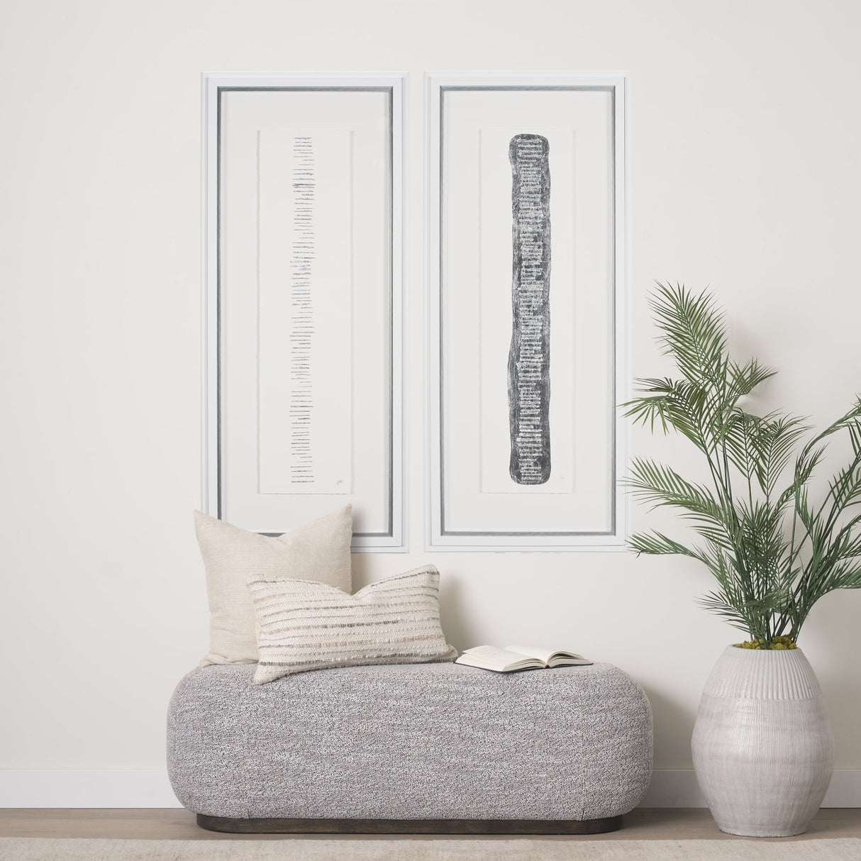 Random Lines Silver by Studio M a handmade Original Framed Artwork under Glass by Mercana at Eve Furniture