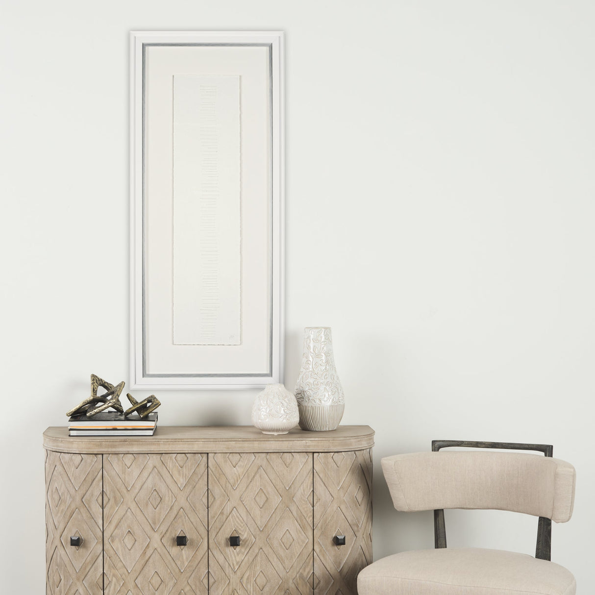 Random Lines White by Studio M a handmade Original Framed Artwork under Glass by Mercana at Eve Furniture
