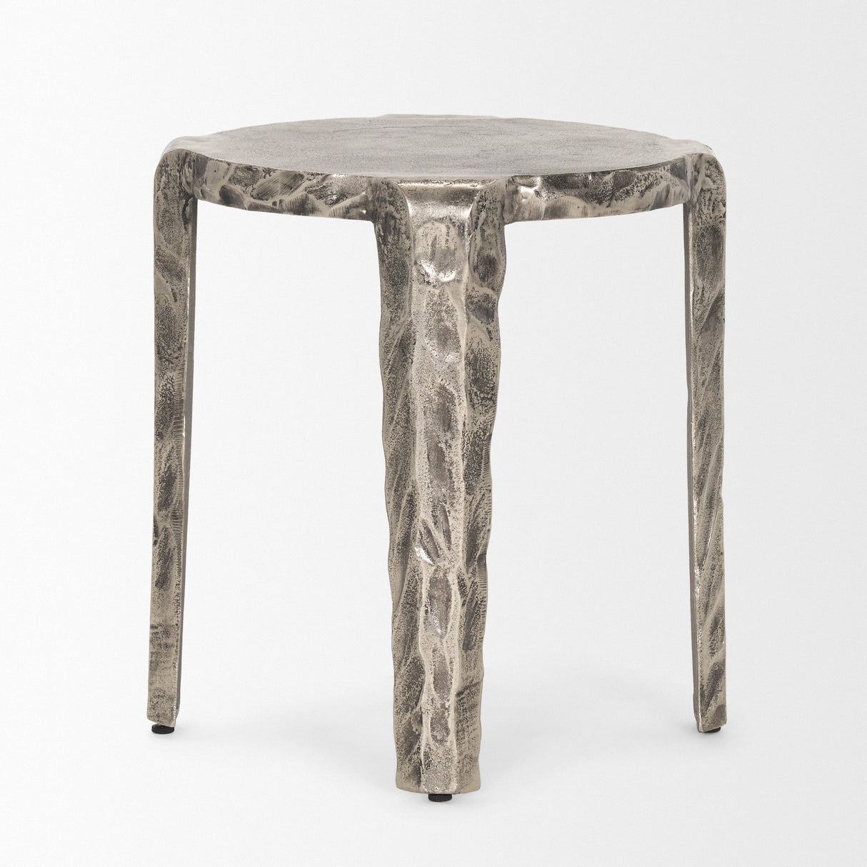 Randy Textured Silver Nickel Cast Aluminum Metal Accent Table by Mercana at Eve Furniture