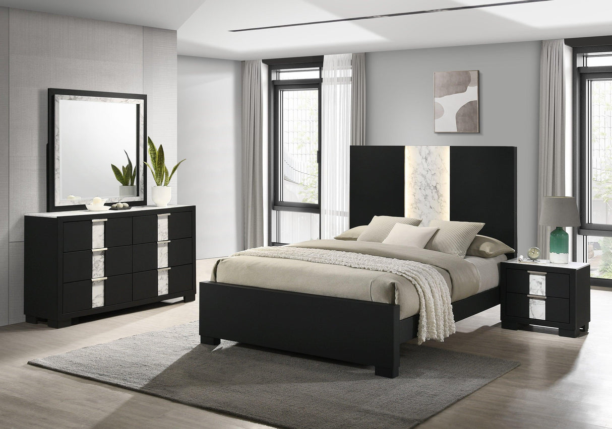 Rangley Black LED Panel Bedroom Set by Crown Mark at Eve Furniture