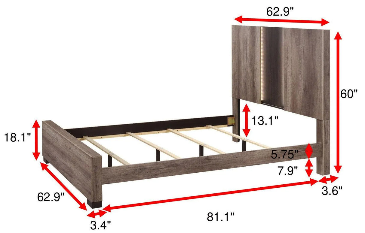 Rangley Brown Queen LED Panel Bed by Crown Mark at Eve Furniture