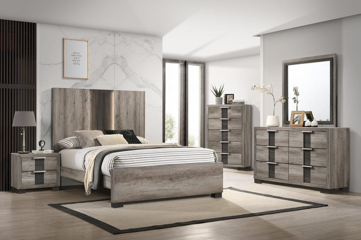 Rangley Brown Queen LED Panel Bed by Crown Mark at Eve Furniture