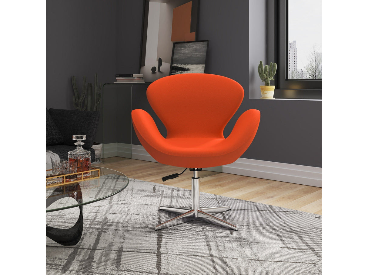 Raspberry Adjustable Swivel Chair in Orange and Polished Chrome (set of 2) by Manhattan Comfort at Eve Furniture