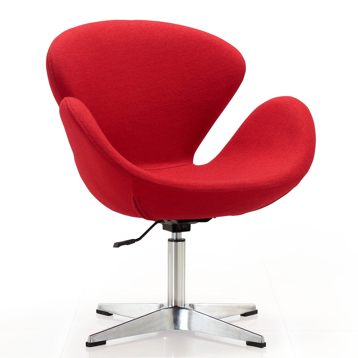 Raspberry Adjustable Swivel Chair in Red and Polished Chrome (set of 2) by Manhattan Comfort at Eve Furniture