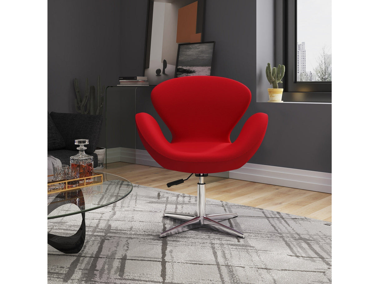 Raspberry Adjustable Swivel Chair in Red and Polished Chrome (set of 2) by Manhattan Comfort at Eve Furniture