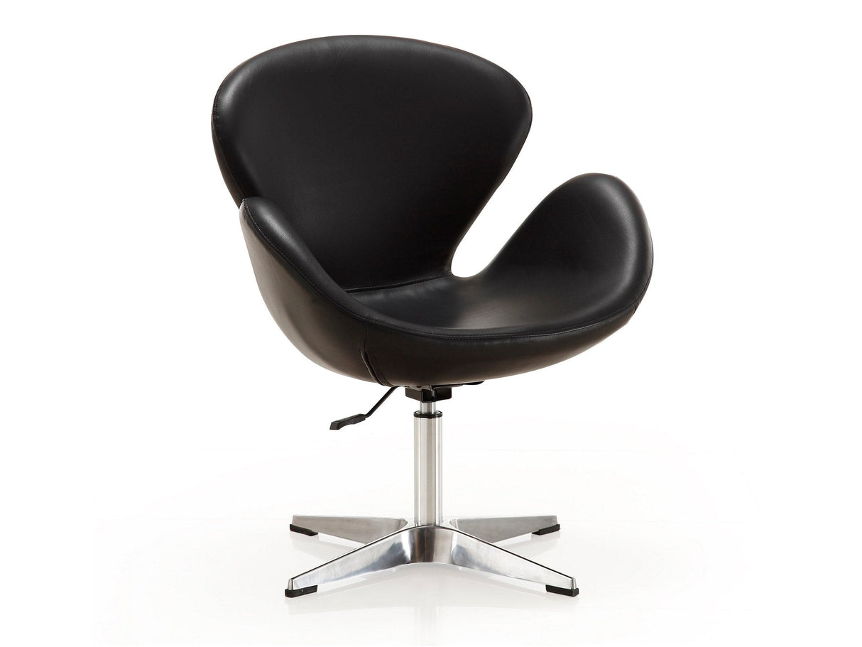 Raspberry Faux Leather Adjustable Swivel Chair in Black and Polished Chrome by Manhattan Comfort at Eve Furniture