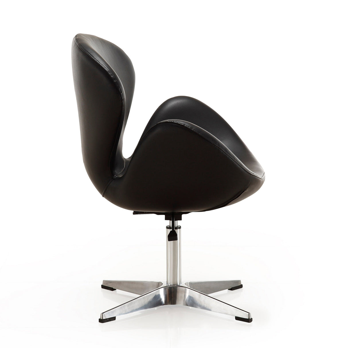 Raspberry Faux Leather Adjustable Swivel Chair in Black and Polished Chrome (set of 2) by Manhattan Comfort at Eve Furniture