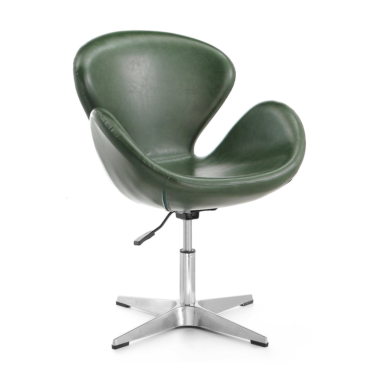 Raspberry Faux Leather Adjustable Swivel Chair in Forest Green and Polished Chrome (set of 2) by Manhattan Comfort at Eve Furniture