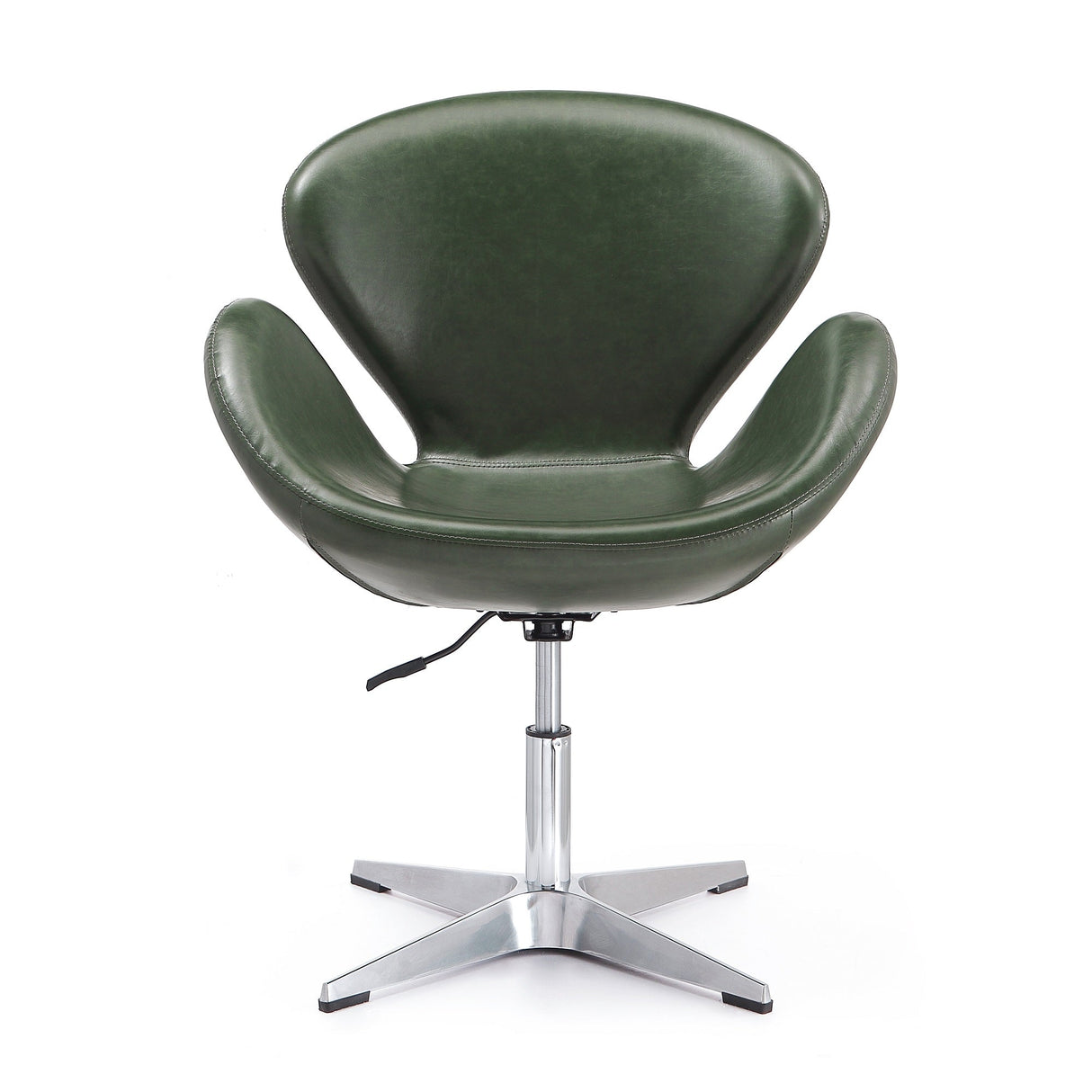 Raspberry Faux Leather Adjustable Swivel Chair in Forest Green and Polished Chrome (set of 2) by Manhattan Comfort at Eve Furniture
